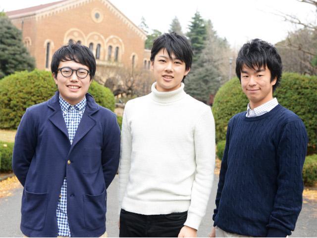 第6回大会優勝チームの、（左から）堀田さん、田邊さん、服部さん。